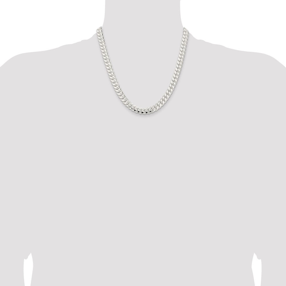 Buy 9mm Polished Sterling Silver Domed Curb Chain - Stylish and Affordable!