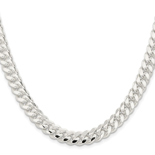 Rhodium-Plated Sterling Silver 9mm Domed Curb Chain