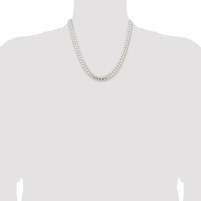 Buy Stylish Rhodium-Plated Sterling Silver 9mm Domed Curb Chain - Affordable Luxury!-4
