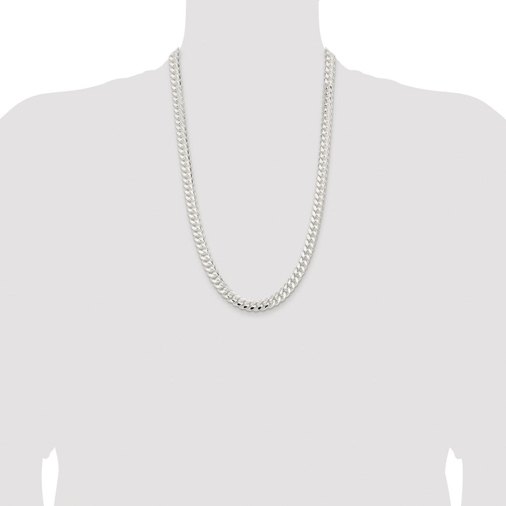 Buy Exclusive 9mm Polished Domed Curb Chain - Rhodium-Plated Sterling Silver, Stylish!