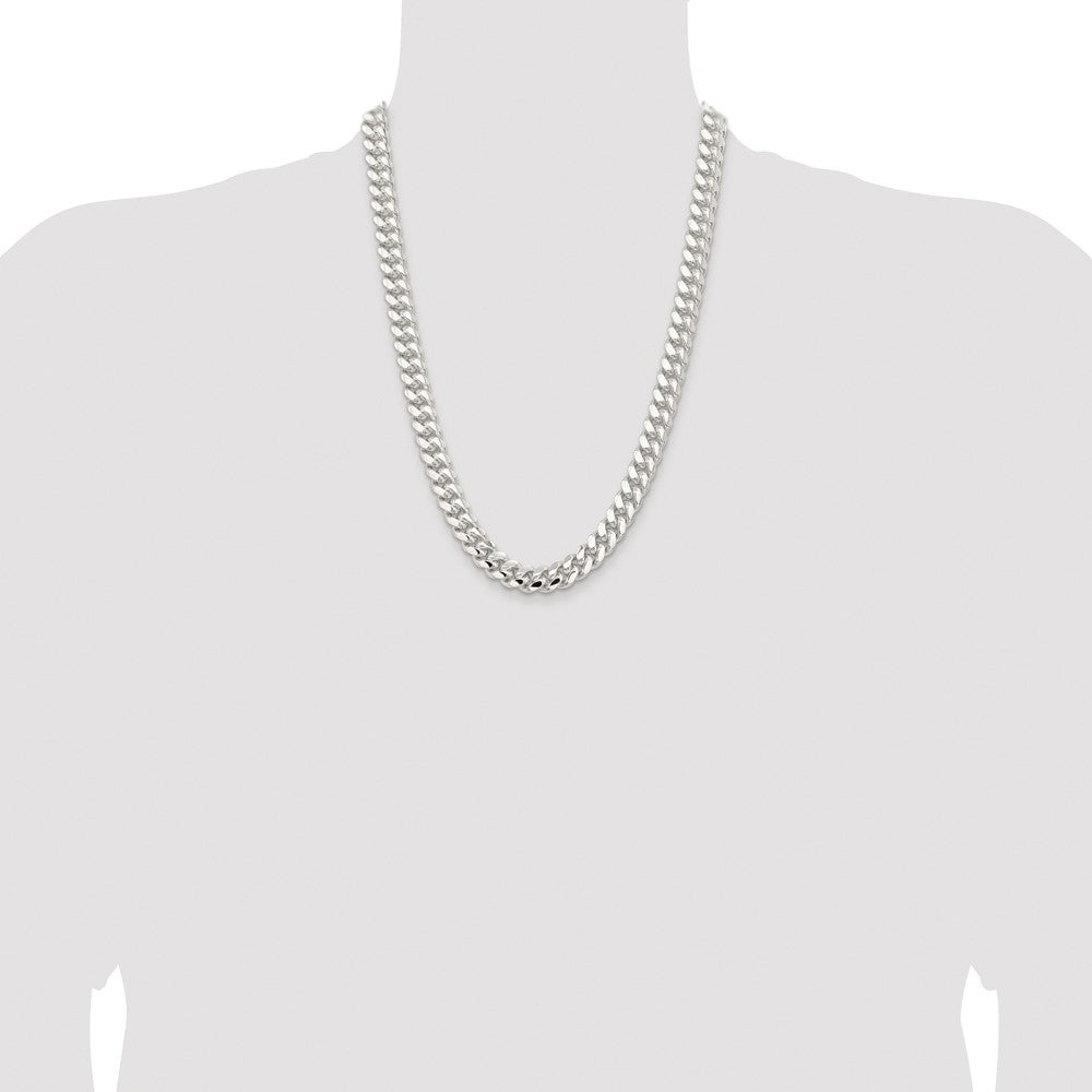 Exclusive Polished Domed Curb Chain - 10.7mm Rhodium-Plated Sterling Silver