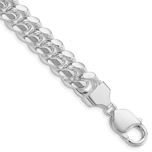 Polished Domed Curb Chain - 10.7mm Rhodium-Plated Silver - Style GR1-1029862