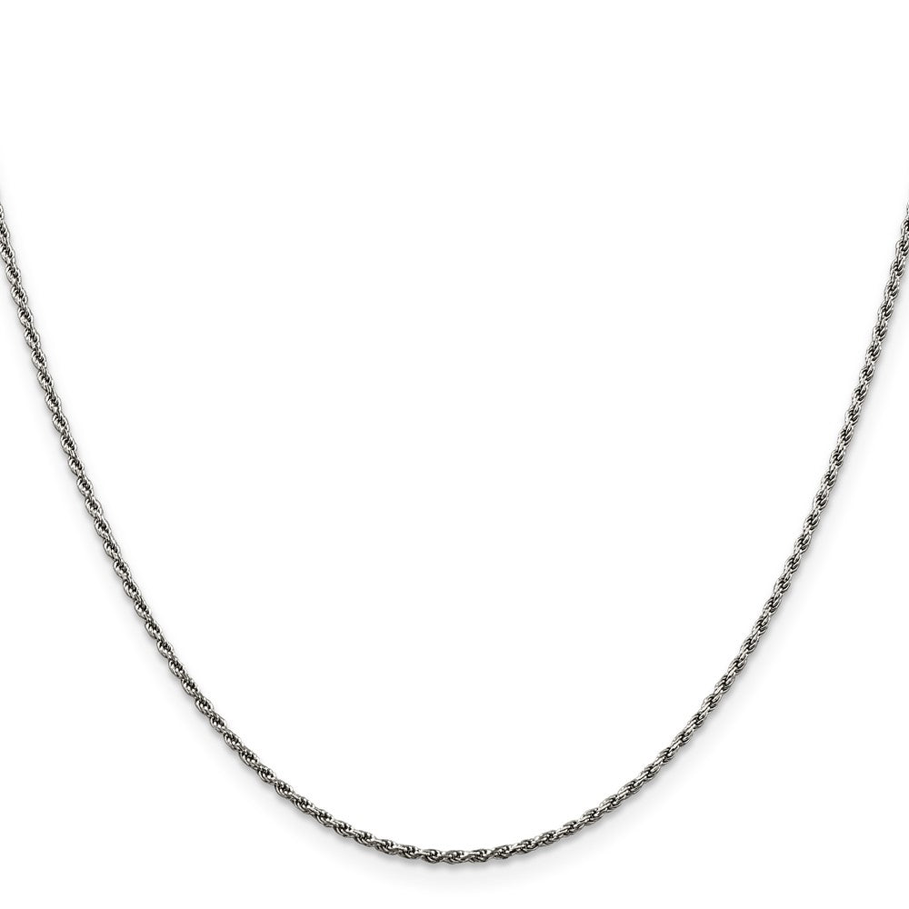 Buy Stylish Rhodium-Plated 1.5mm Diamond-Cut Rope Chain in Sterling Silver