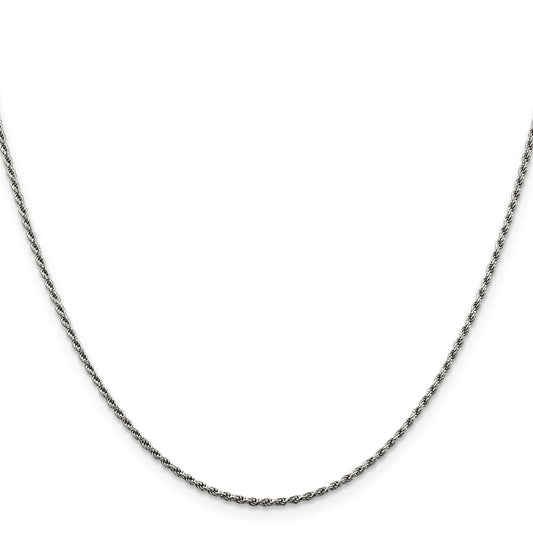 Buy Stylish Rhodium-Plated 1.5mm Diamond-Cut Rope Chain in Sterling Silver