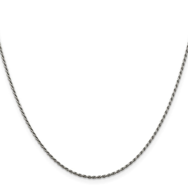 1.5mm Rhodium-Plated Diamond-Cut Rope Chain in Sterling Silver