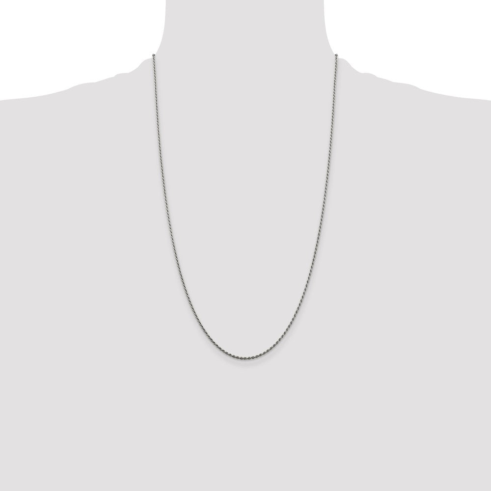 Buy Stylish Rhodium-Plated 1.5mm Diamond-Cut Rope Chain in Sterling Silver