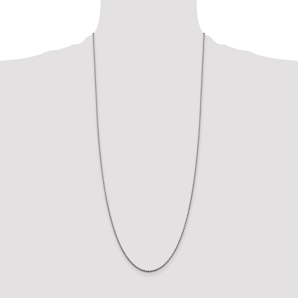 Buy Stylish Rhodium-Plated 1.5mm Diamond-Cut Rope Chain in Sterling Silver