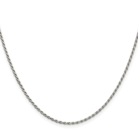 Buy High-Quality Rhodium-Plated Sterling Silver 1.7mm Diamond-Cut Rope Chain