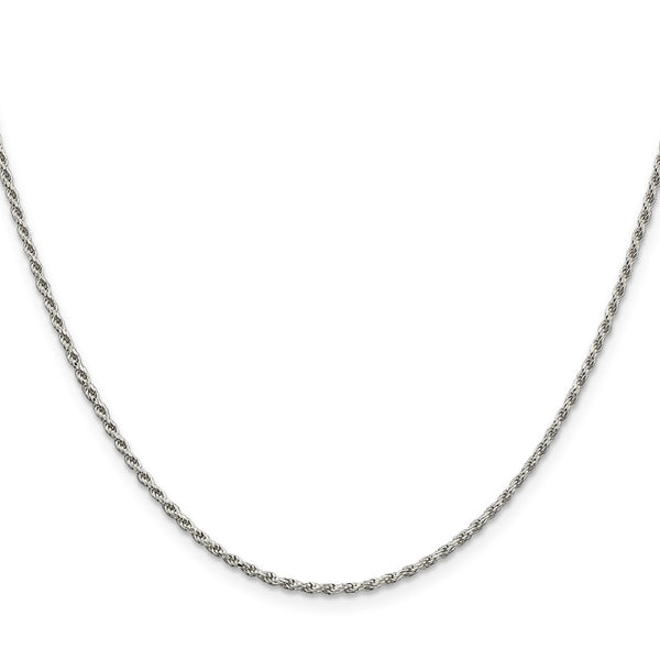 Rhodium-Plated 1.7mm Diamond-Cut Rope Chain in Sterling Silver