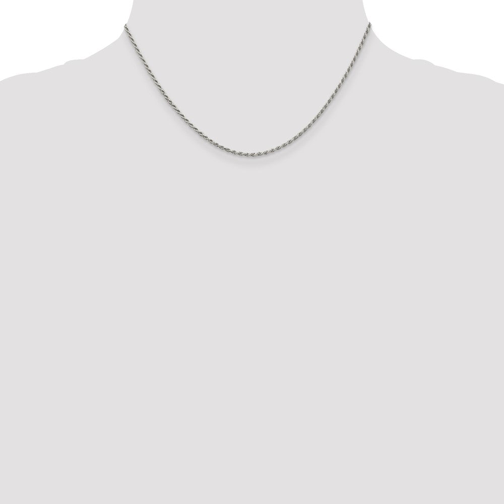 Buy Stylish Rhodium-Plated Sterling Silver 1.7mm Diamond-Cut Rope Chain
