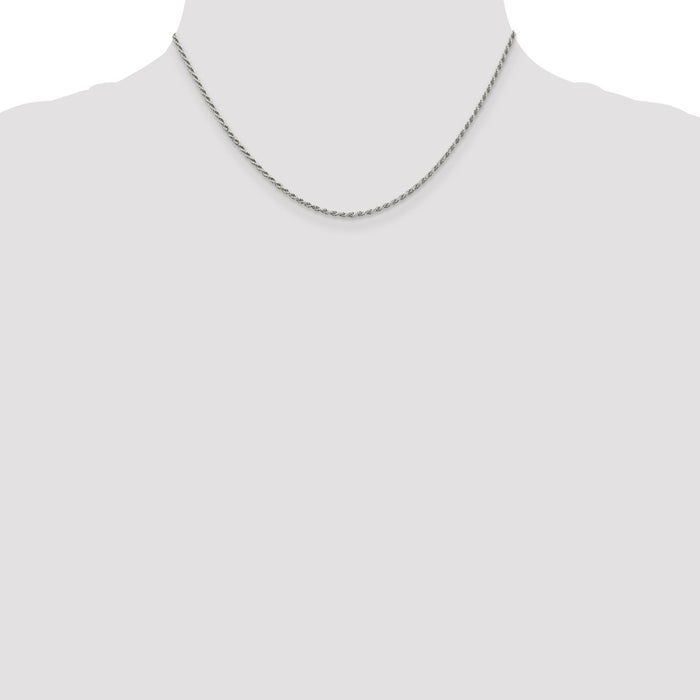 Buy Stylish Rhodium-Plated Sterling Silver 1.7mm Diamond-Cut Rope Chain-4