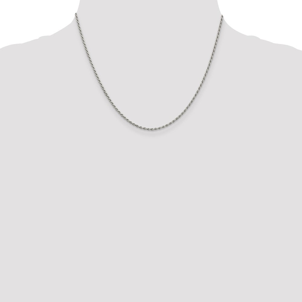 Buy High-Quality Rhodium-Plated Sterling Silver 1.7mm Diamond-Cut Rope Chain