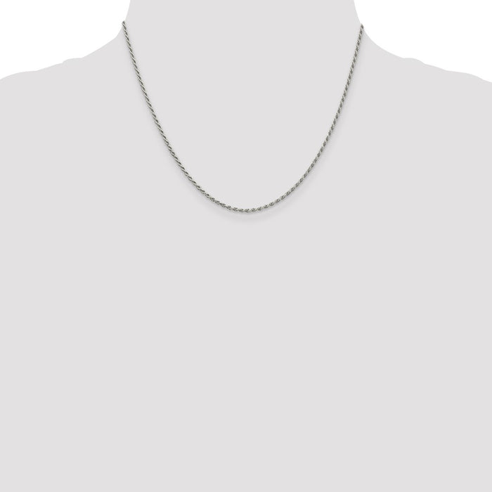 Buy High-Quality Rhodium-Plated Sterling Silver 1.7mm Diamond-Cut Rope Chain-4