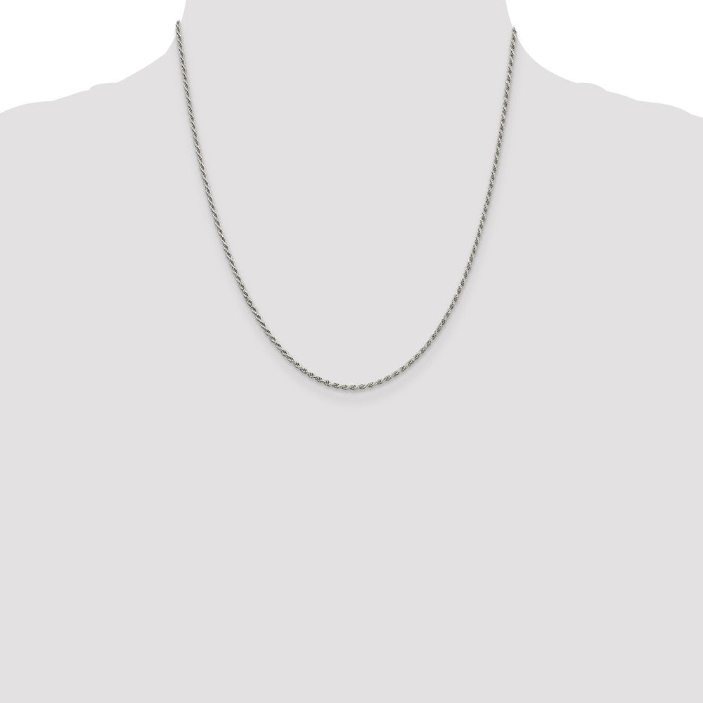 Buy Stylish Rhodium-Plated Sterling Silver 1.7mm Diamond-Cut Rope Chain