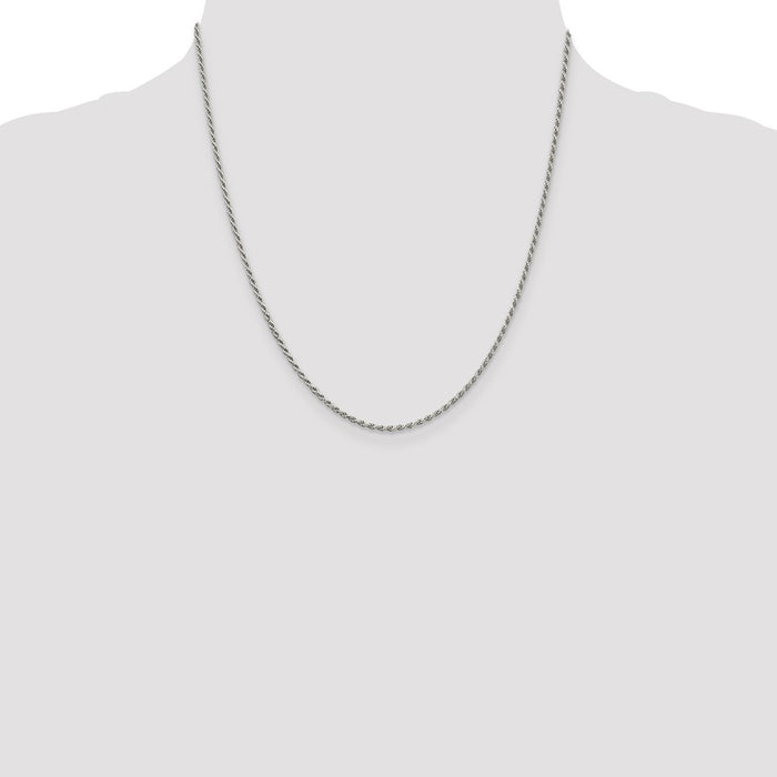 Buy Stylish Rhodium-Plated Sterling Silver 1.7mm Diamond-Cut Rope Chain-4