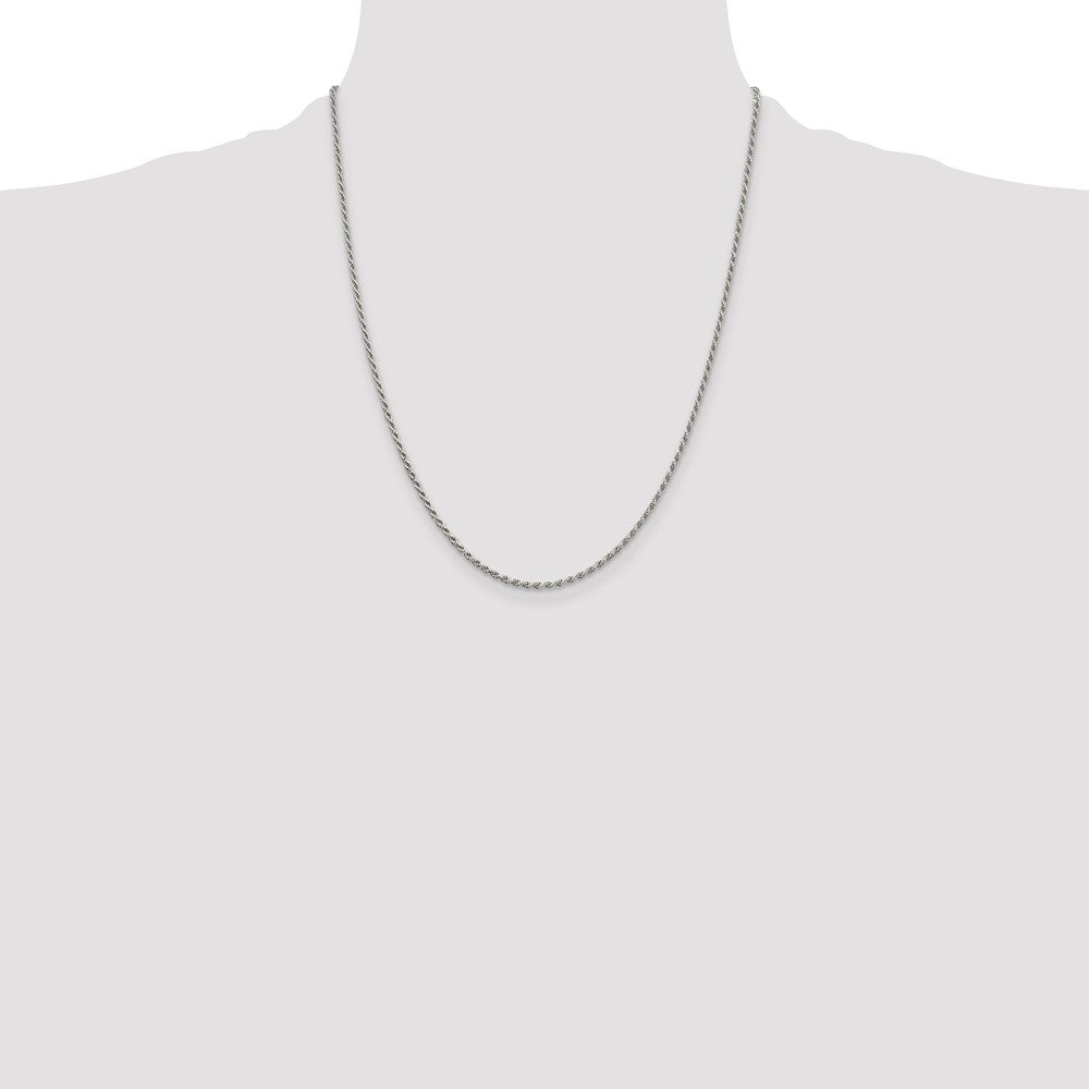 Exclusive Rhodium-Plated 1.7mm Diamond-Cut Rope Chain | Stylish 4-Inch Extension