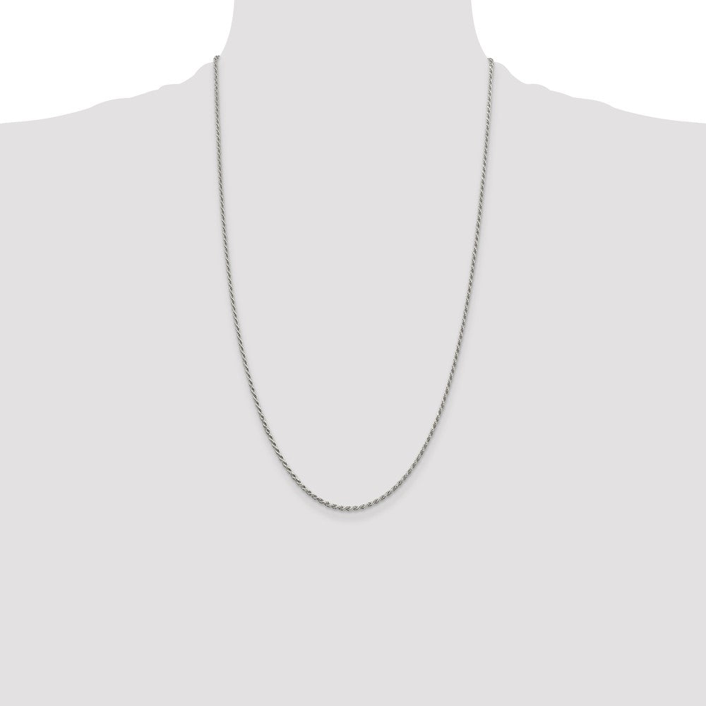 Exclusive Rhodium-Plated Sterling Silver 1.7mm Diamond-Cut Rope Chain - Stylish Value!