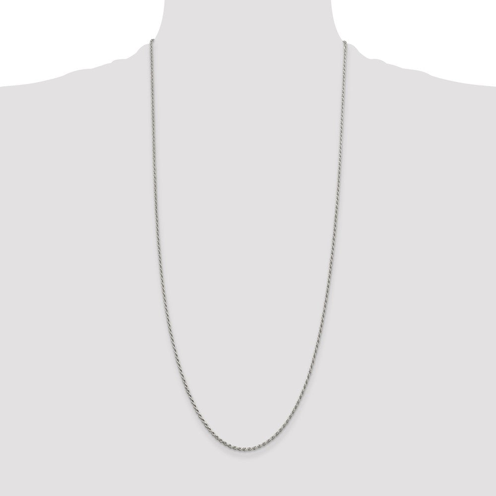 Buy Stylish Rhodium-Plated Sterling Silver 1.7mm Diamond-Cut Rope Chain