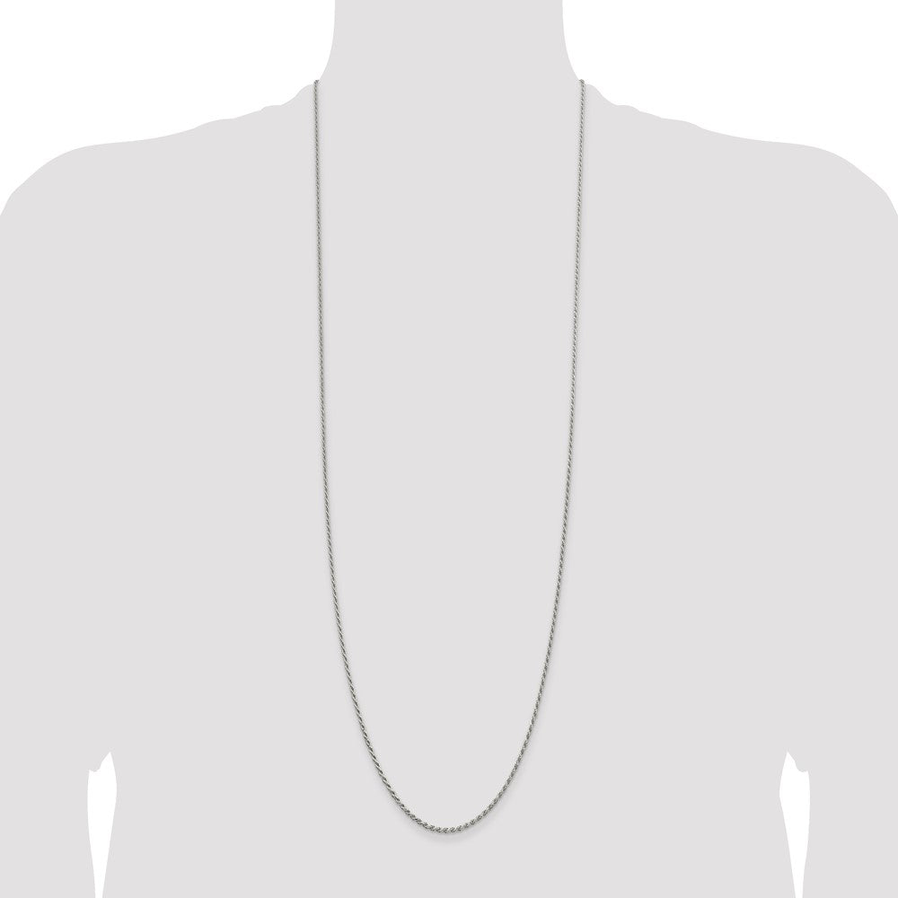 Buy Stylish Rhodium-Plated 1.7mm Diamond-Cut Rope Chain in Sterling Silver