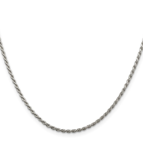 Rhodium-Plated Sterling Silver 1.85mm Diamond-Cut Rope Chain