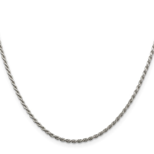 Buy High-Quality Rhodium-Plated Sterling Silver 1.85mm Diamond-Cut Rope Chain