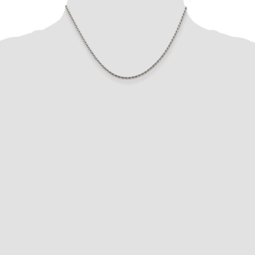 High-Quality Rhodium-Plated Sterling Silver 1.85mm Rope Chain - Stylish Value!