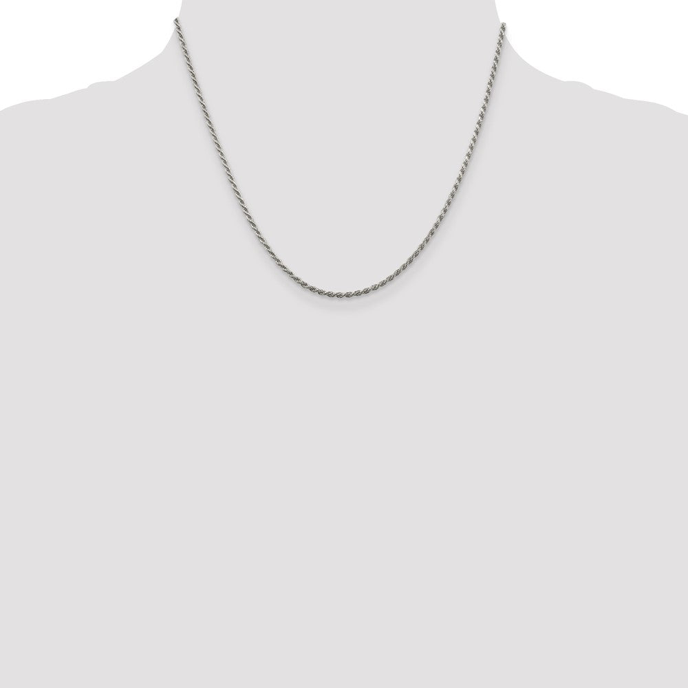Buy Stylish Rhodium-Plated Sterling Silver 1.85mm Diamond-Cut Rope Chain