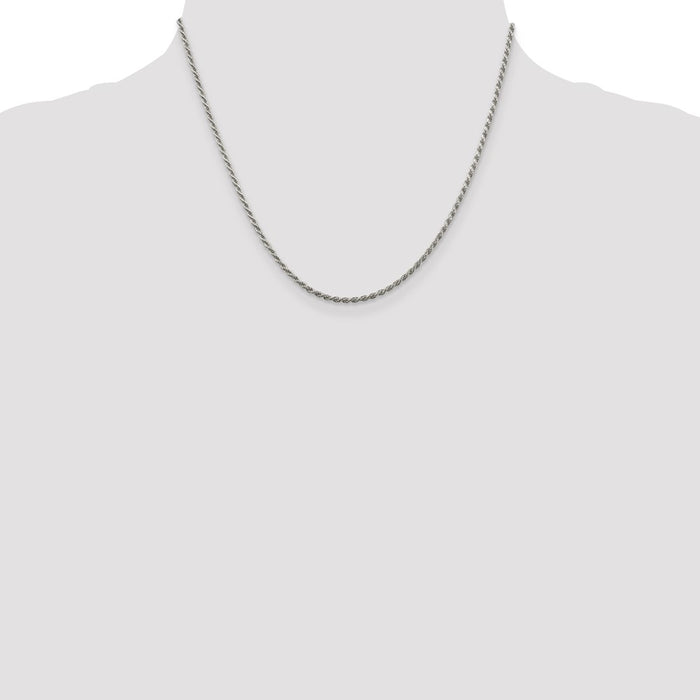 Buy Stylish Rhodium-Plated Sterling Silver 1.85mm Diamond-Cut Rope Chain-4