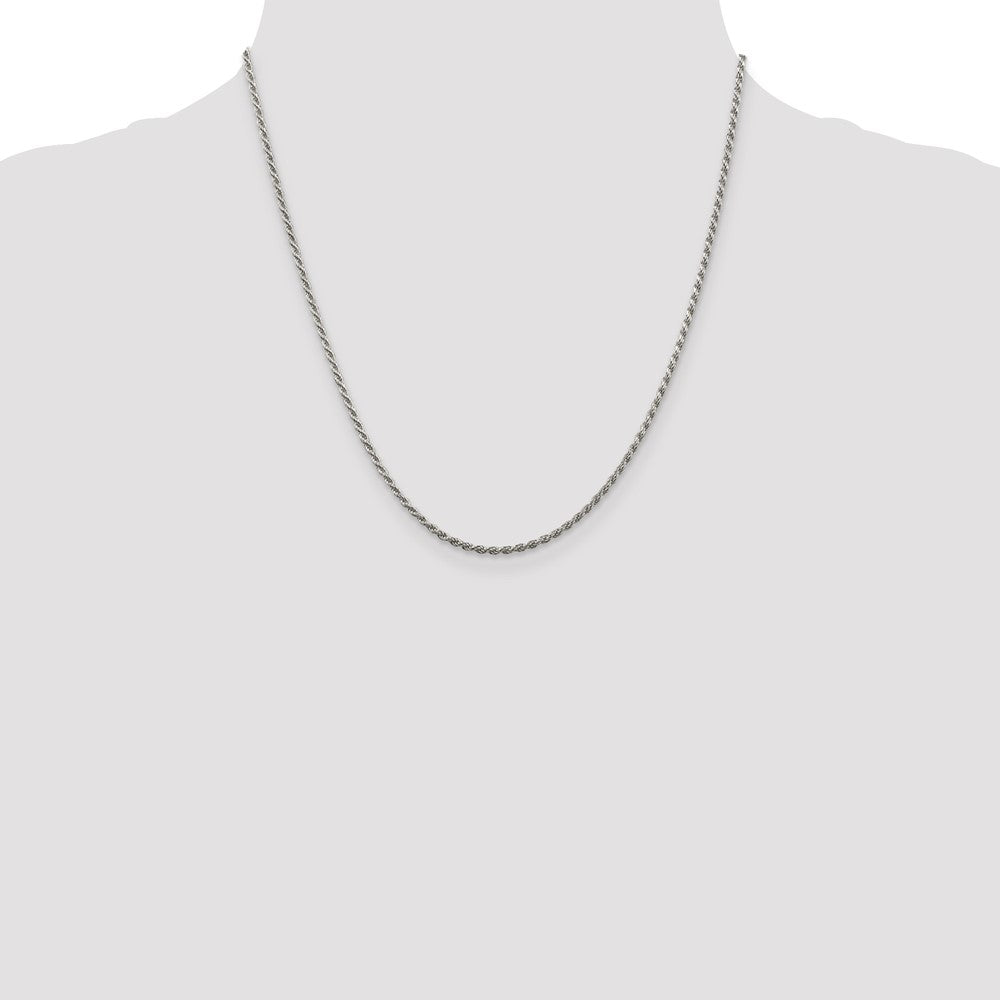 Exclusive Rhodium-Plated Sterling Silver 1.85mm Diamond-Cut Rope Chain