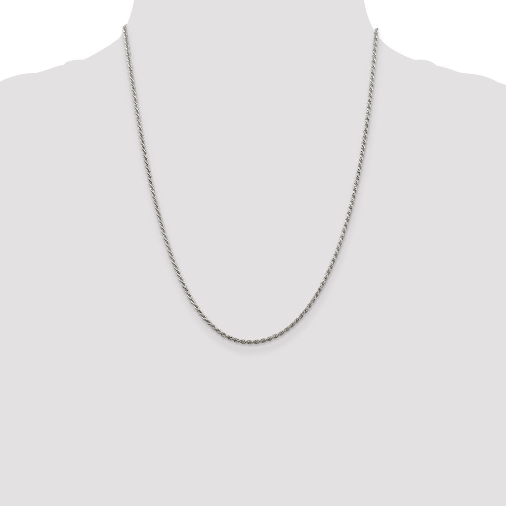 Buy Exclusive 1.85mm Diamond-Cut Rope Chain | Rhodium-Plated Sterling Silver
