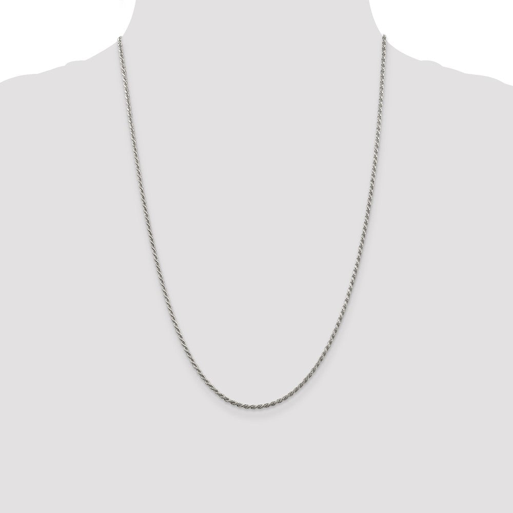 Exclusive Rhodium-Plated Sterling Silver 1.85mm Diamond-Cut Rope Chain