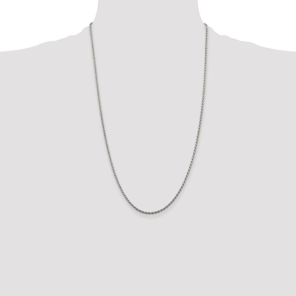 Buy High-Quality Rhodium-Plated Sterling Silver 1.85mm Diamond-Cut Rope Chain