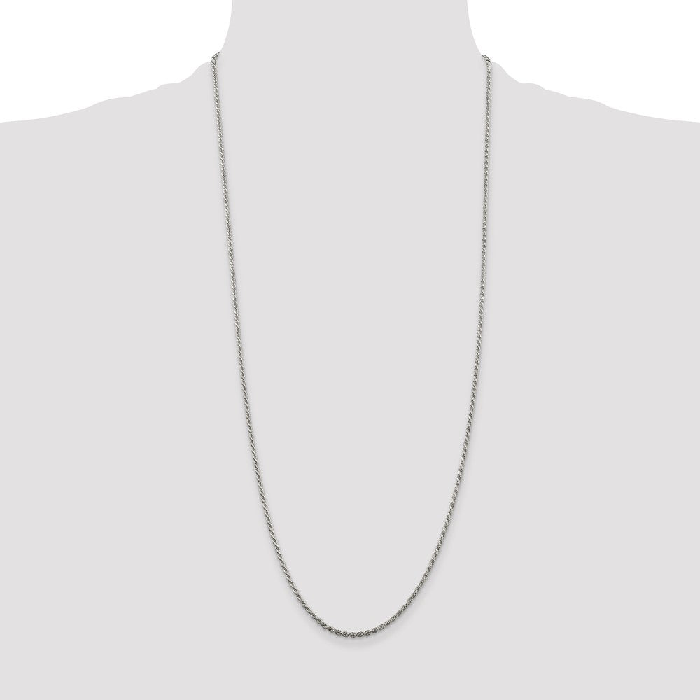 Buy Stylish Rhodium-Plated Sterling Silver 1.85mm Diamond-Cut Rope Chain