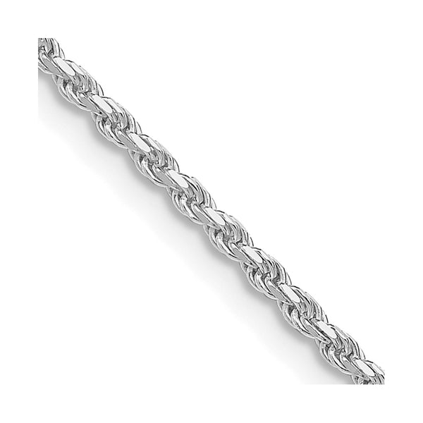 Rhodium-Plated Sterling Silver 1.85mm Diamond-Cut Rope Chain