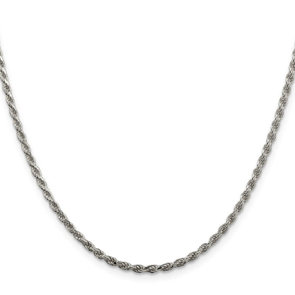 2.25mm Diamond-Cut Sterling Silver Rope Chain - 4" Extension