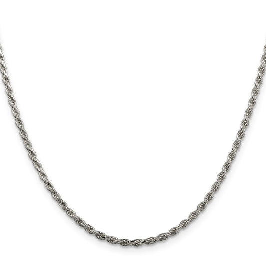 Buy Stylish 2.25mm Diamond-Cut Rope Chain in Sterling Silver - Luxury Value