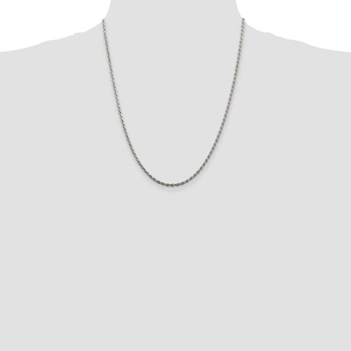 Order Stylish 2.25mm Diamond-Cut Sterling Silver Rope Chain - 4" Extension-4