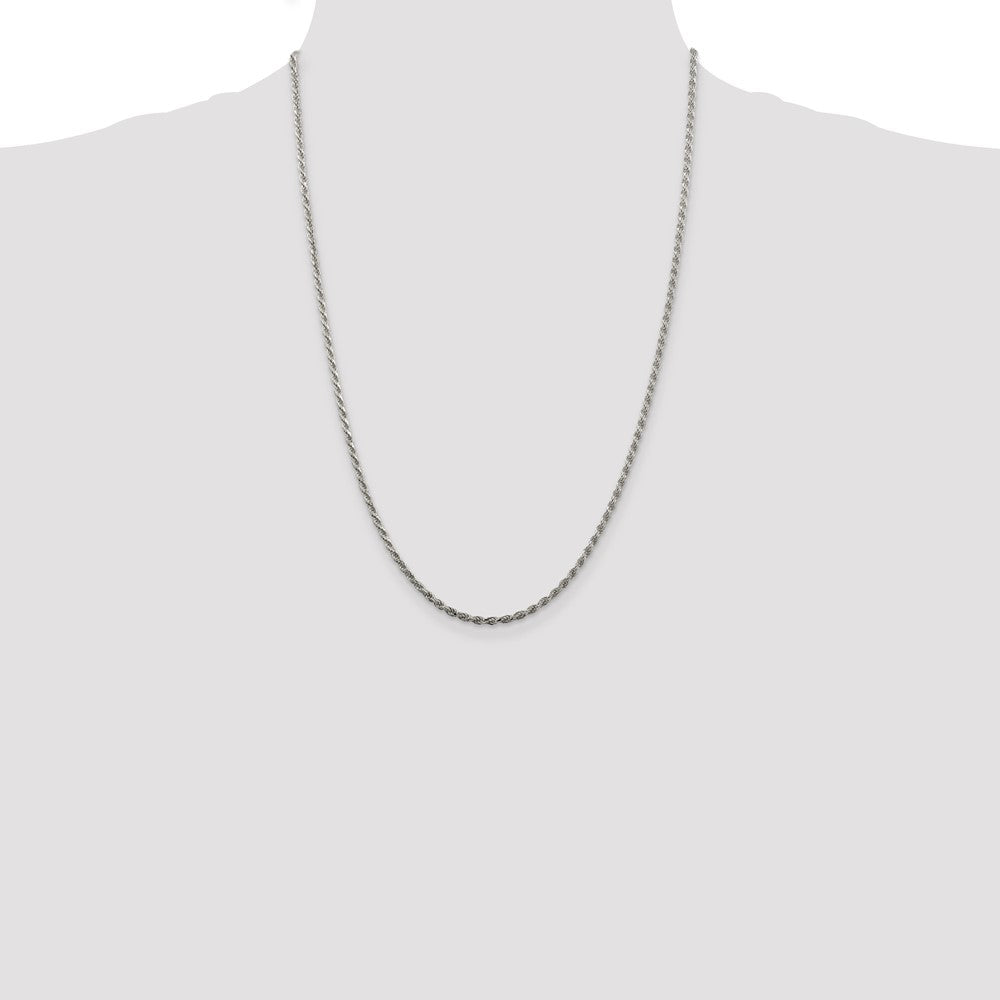 Buy Stylish 2.25mm Diamond-Cut Rope Chain in Sterling Silver - Luxury Value!