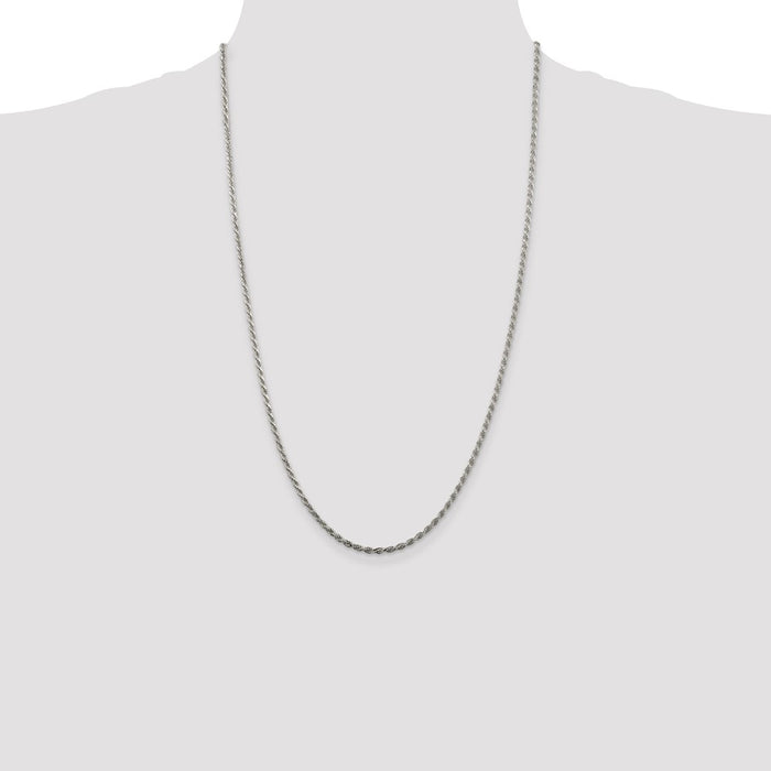 Buy Stylish 2.25mm Diamond-Cut Rope Chain in Sterling Silver - Affordable Luxury-4