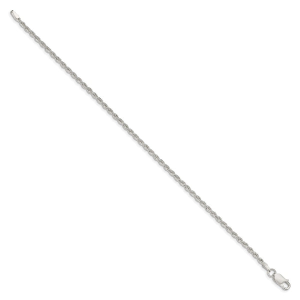 2.25mm Diamond-Cut Rope Chain Anklet in Sterling Silver
