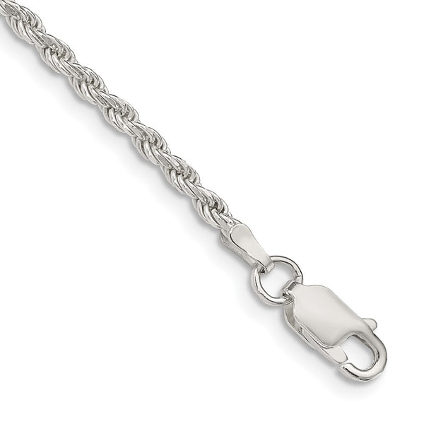 2.25mm Diamond-Cut Rope Chain Anklet in Sterling Silver