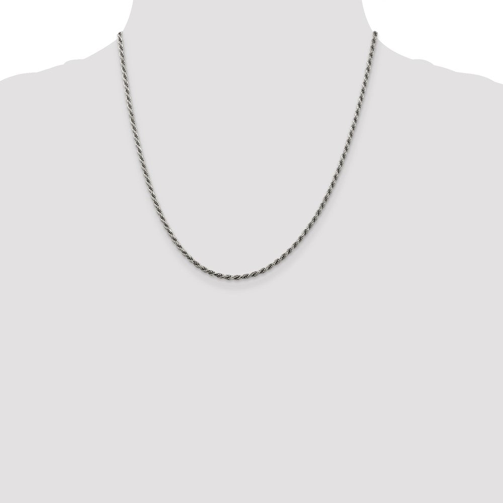 Buy Stylish 2.25mm Rhodium-Plated Sterling Silver Diamond-Cut Rope Chain