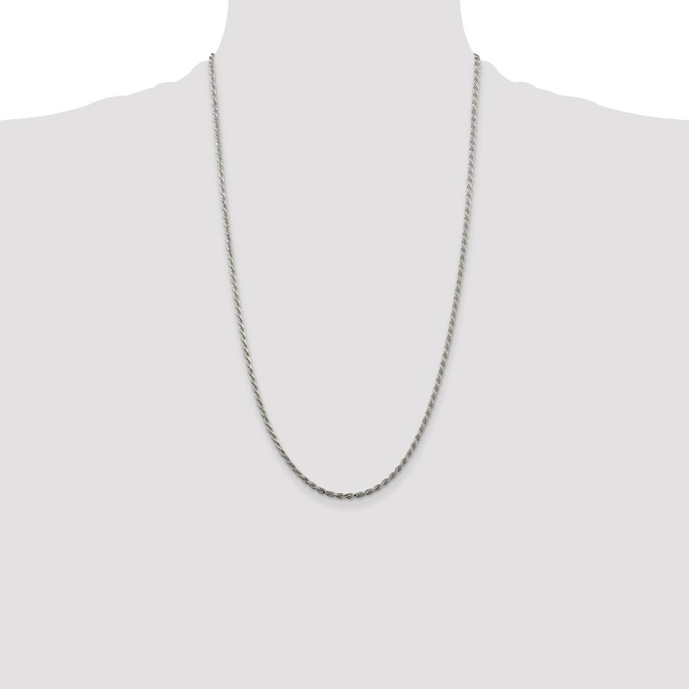 Exclusive Rhodium-Plated Sterling Silver 2.25mm Diamond-Cut Chain - Affordable Luxury