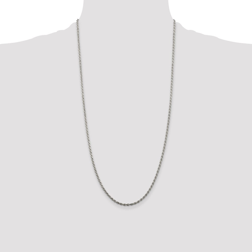 Buy Stylish Rhodium-Plated Sterling Silver 2.25mm Diamond-Cut Rope Chain