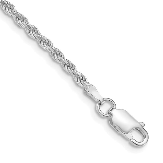 Exclusive Rhodium-Plated 2.25mm Sterling Silver Diamond-Cut Rope Chain