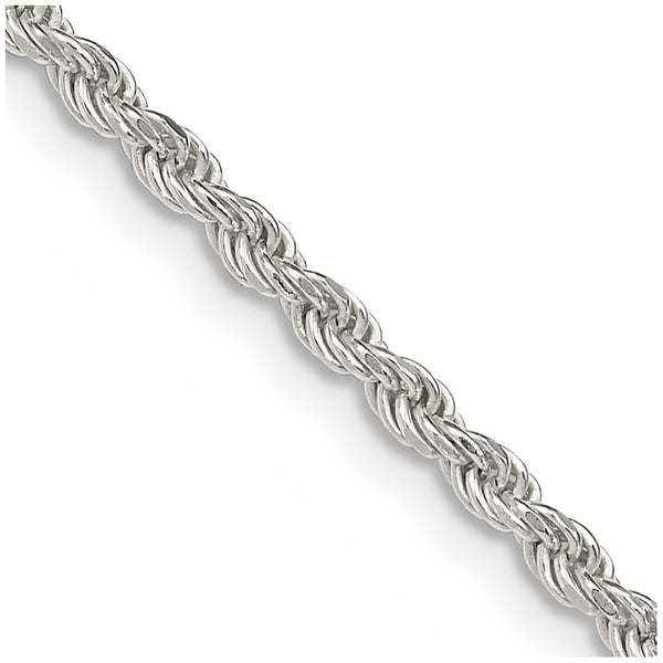 2.25mm Diamond-Cut Sterling Silver Rope Chain - 4" Extension