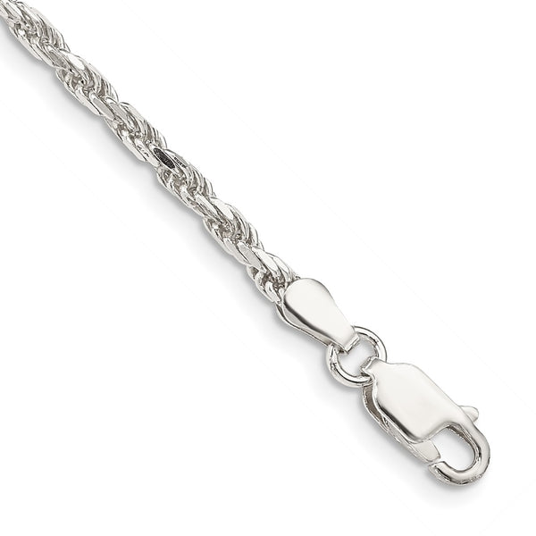 2.5mm Diamond-Cut Rope Chain Anklet in Sterling Silver