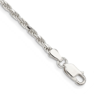 Buy Stylish 2.5mm Diamond-Cut Rope Chain Anklet in Sterling Silver - Affordable Luxury!