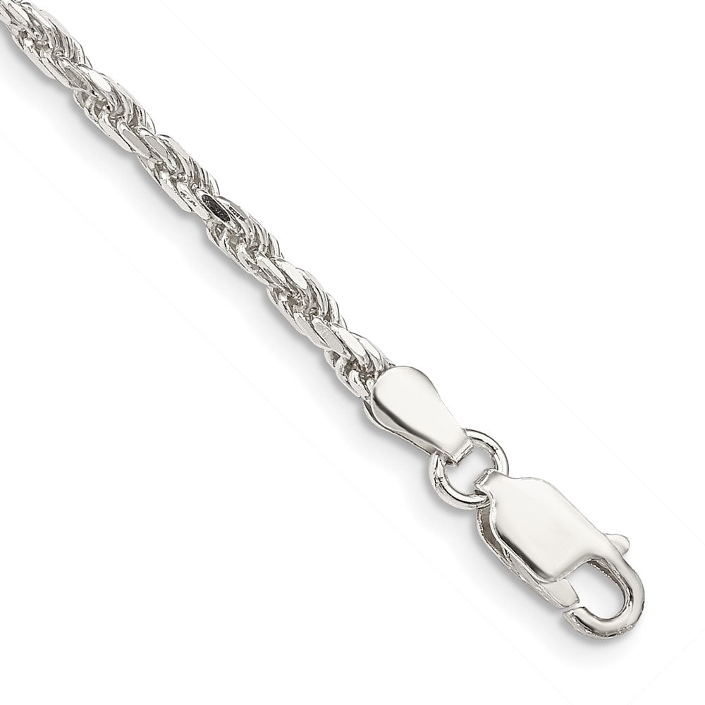 Buy Stylish 2.5mm Diamond-Cut Rope Chain Anklet in Sterling Silver