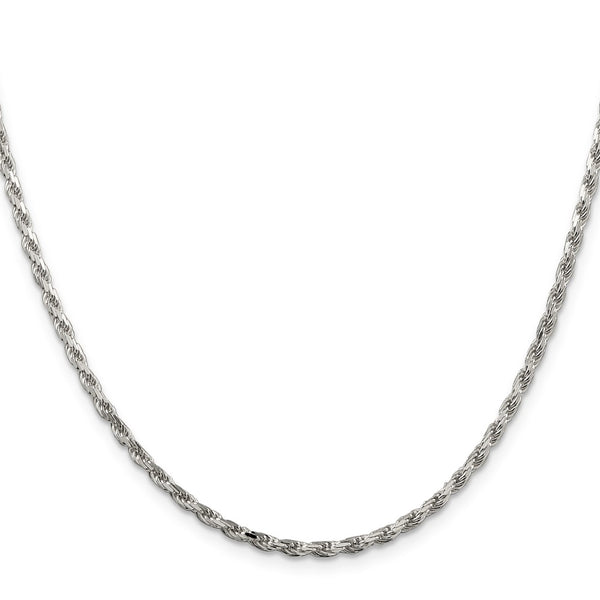 2.5mm Rhodium-Plated Diamond-Cut Rope Chain in Sterling Silver - Style GR1-1033887